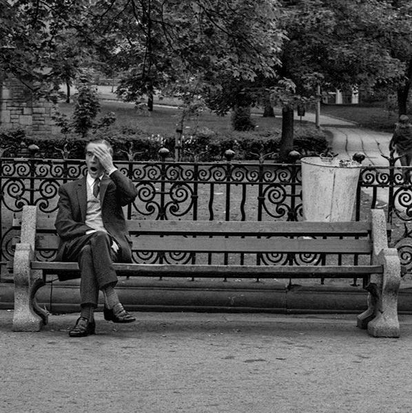 old man, Queen Victoria Statue, Boulevard, Blackburn 1983