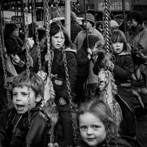 Bored Children on Ride, Blackburn Easter Fair, Blackburn Bored Children on Ride at Blackburn Easter Fair - Blackburn a Town and its People Photographic Study