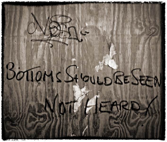 Bottoms Should be seen not heard on board - from Discared a photographic essay by Christopher John Ball Photographer and Writer