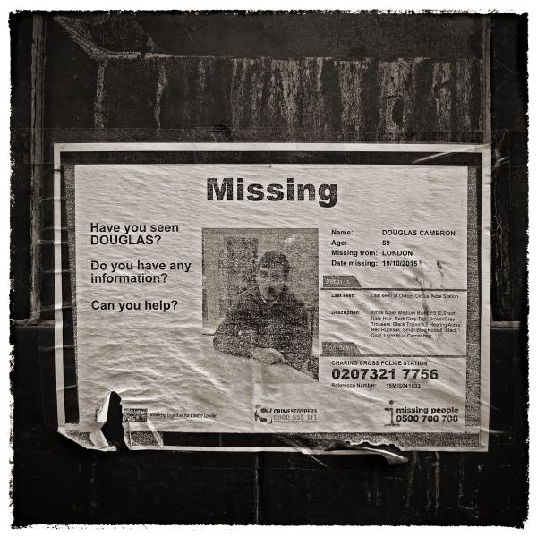 Missing Poster from Discarded a Photographic Essay by Christopher John Ball Photographer and Writer