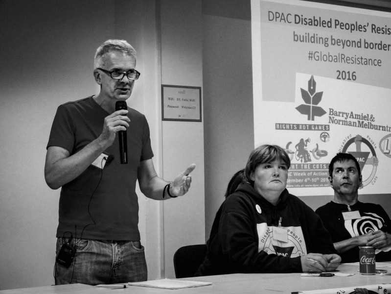 John Clarke of Ontario Coalition Against Poverty - DPAC Conference on ‘Disabled Peoples’ Resistance: Building Beyond Borders’ - 10th Sept 2016, London - Photographs by Christopher John Ball John Clarke of Ontario Coalition Against Poverty -DPAC Conference on ‘Disabled Peoples’ Resistance: Building Beyond Borders’ - 10th Sept 2016, London - Photographs by Christopher John Ball
