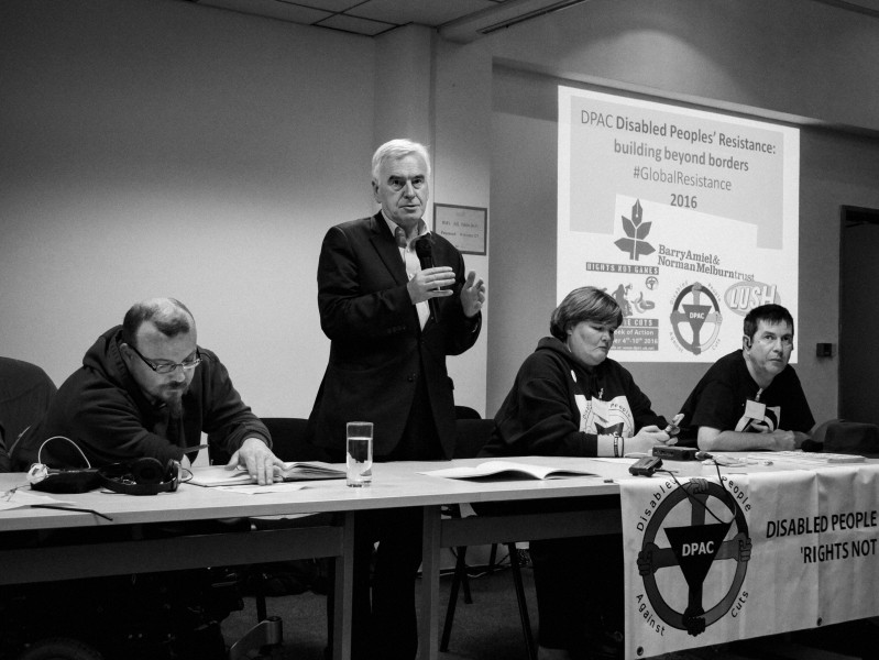John McDonnell MP, Shadow Chancellor - DPAC Conference on ‘Disabled Peoples’ Resistance: Building Beyond Borders’ - 10th Sept 2016, London - Photographs by Christopher John Ball John McDonnell MP, Shadow Chancellor - DPAC Conference on ‘Disabled Peoples’ Resistance: Building Beyond Borders’ - 10th Sept 2016, London - Photographs by Christopher John Ball