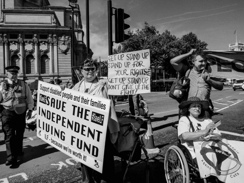 DPAC demonstration and road block, London 4th July 2014