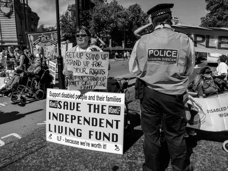 DPAC demonstration and road block, London 4th July 2014