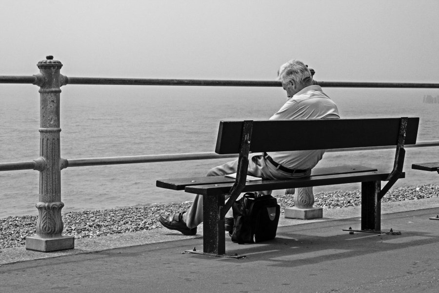 Man resting on promenade bench, Hastings 2007 - Photographic Essay by Christopher John Ball Man resting on promenade bench, Hastings 2007 - Photographic Essay by Christopher John Ball