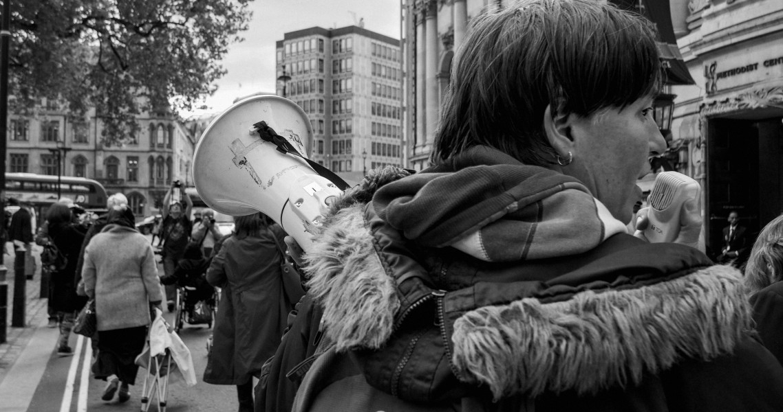 DPAC 'Trash The Tories' Demonstration 2017 General Election, London. 2nd May 2017 - Part One - Road Block. Photographs by Christopher John Ball DPAC 'Trash The Tories' Demonstration 2017 General Election, London. 2nd May 2017 - Part One - Road Block.