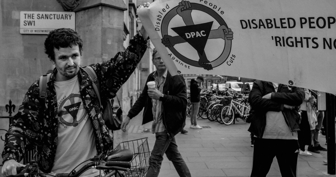 DPAC 'Trash The Tories' Demonstration 2017 General Election, London. 2nd May 2017 - Part One - Road Block. Photographs by Christopher John Ball DPAC 'Trash The Tories' Demonstration 2017 General Election, London. 2nd May 2017 - Part One - Road Block.