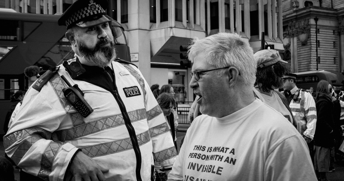 DPAC 'Trash The Tories' Demonstration 2017 General Election, London. 2nd May 2017 - Part One - Road Block. Photographs by Christopher John Ball DPAC 'Trash The Tories' Demonstration 2017 General Election, London. 2nd May 2017 - Part One - Road Block.