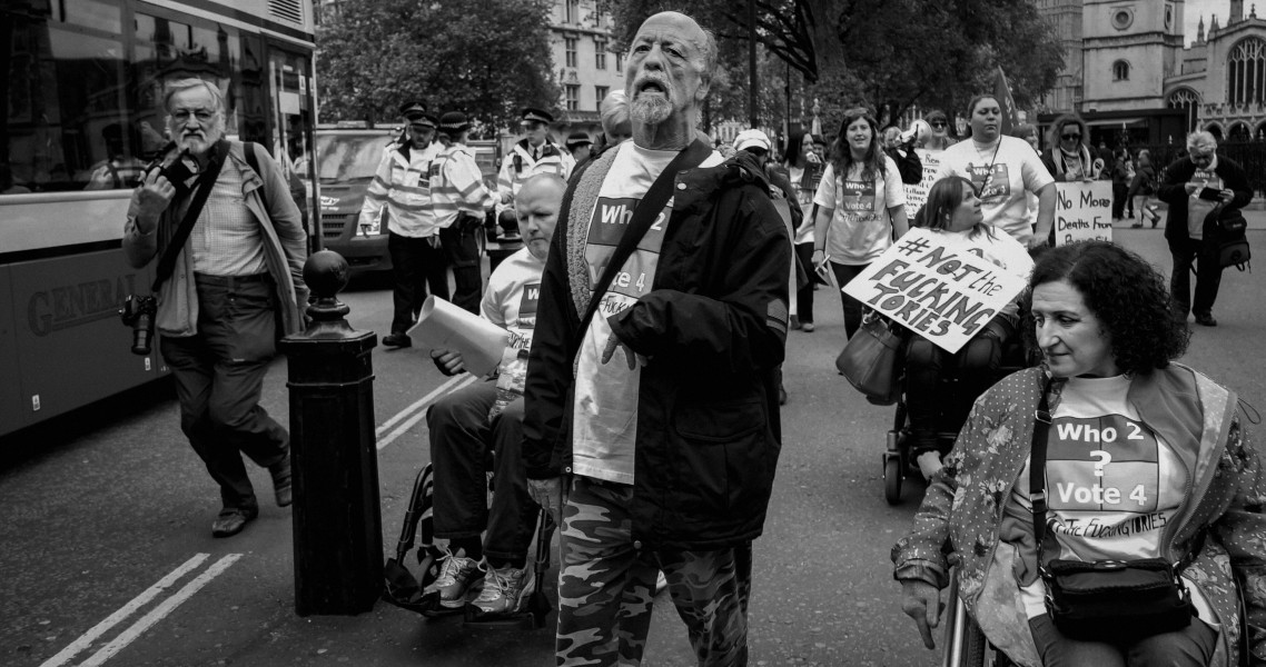 DPAC 'Trash The Tories' Demonstration 2017 General Election, London. 2nd May 2017 - Part Three - March Towards Conservative Party HQ. Photographs by Christopher John Ball DPAC 'Trash The Tories' Demonstration 2017 General Election, London. 2nd May 2017 - Part Three - March Towards Conservative Party HQ.