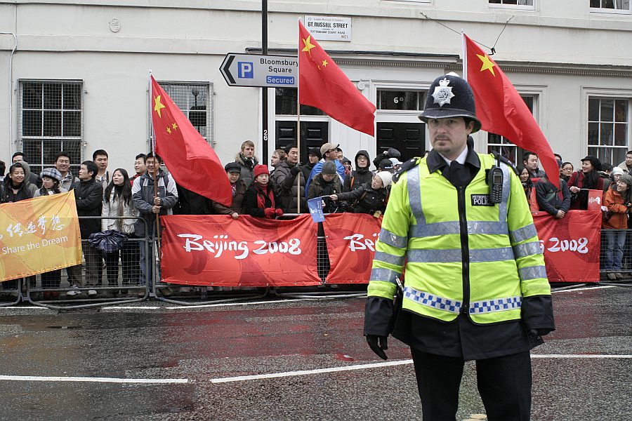 'London - A City and its People' - Olympic Torch Procession with Free Tibet Protest near Russell Square 6th April 2008 - A photographic study by Christopher John Ball - Photographer and Writer