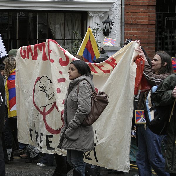 'London - A City and its People' - Olympic Torch Procession with Free Tibet Protest near Russell Square 6th April 2008 - A photographic study by Christopher John Ball - Photographer and Writer