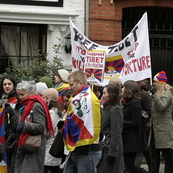 'London - A City and its People' - Olympic Torch Procession with Free Tibet Protest near Russell Square 6th April 2008 - A photographic study by Christopher John Ball - Photographer and Writer